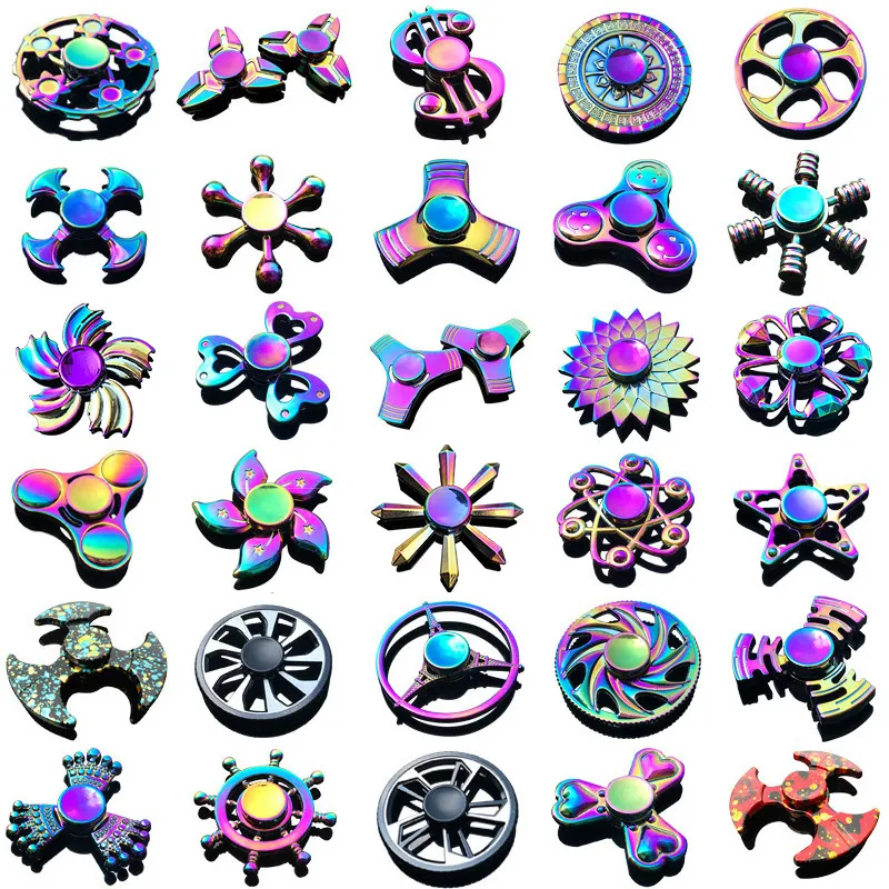 120 types In stock Fidget spinner toys Rainbow hand spinners Tri-Fidget Metal Gyro Dragon wings eye finger spinning top handspinner with box