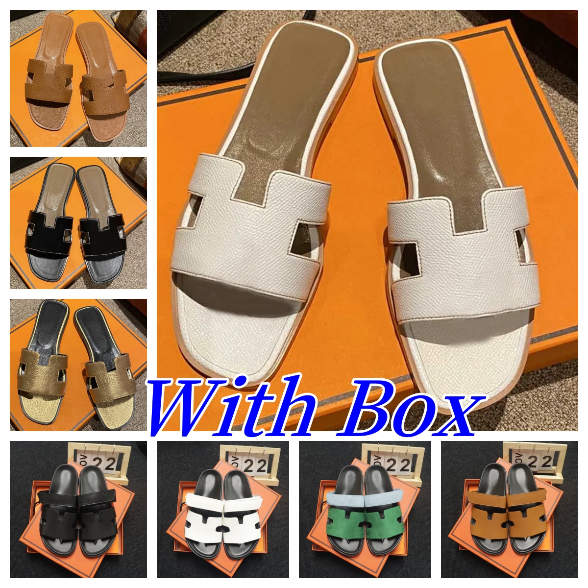 Designer leather ladies sandals summer flat shoes fashion beach women slippers letter drag