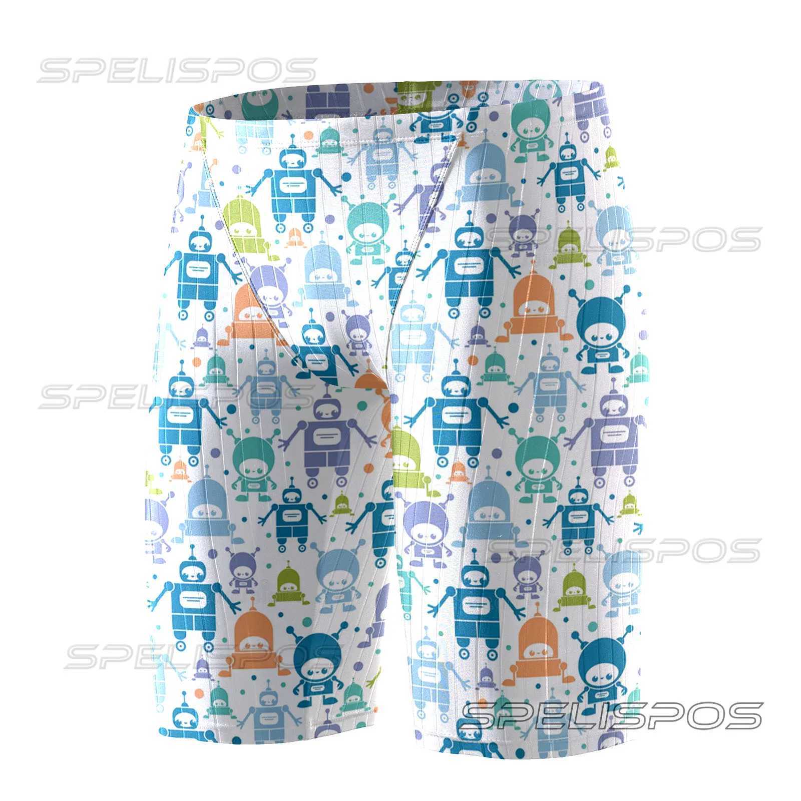 SPELISPOS Mens Swimming Trunk Swimwear Beach Swim Sport Short Briefs Elastic Surfing Summer Swimsuit Boxer Training Flat Pants W250214