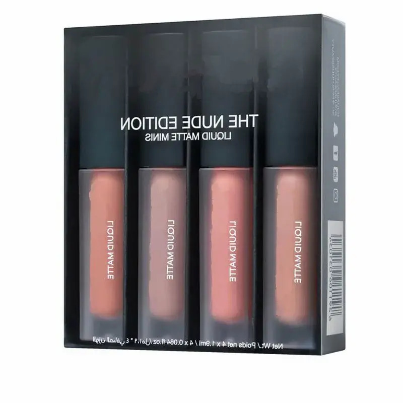 Kit SHIP DROP 1 The Red Nude Brown Pink Edition Mini Liquid Matte Lipstick 4Pcs/Set ( 4 X 1.9Ml )