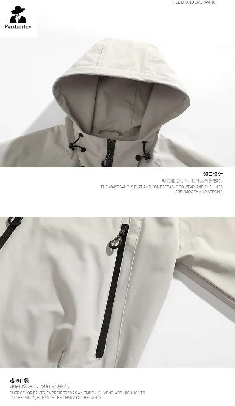 Techwear Windbreaker Men's Autumn Casual Waterproof Wear-resistant Mountaineering Jacket Riding Clothing Rainproof Hooded Coat