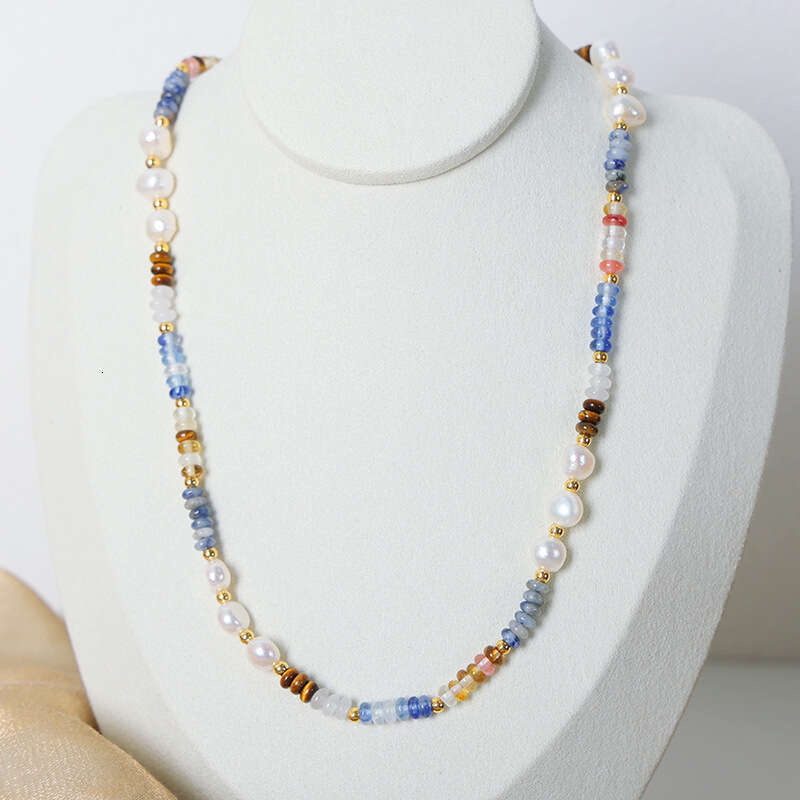 Bohemian style fashion personality simple accessories freshwater pearls abacus beads handmade bead titanium steel necklace