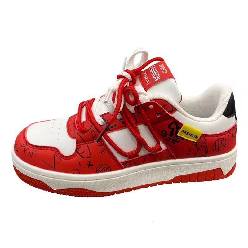 Fashionable Red Men's And Women's Flat Shoes For Spring And Autumn New Designs, Lightweight And Multifunctional Couple's Casual Sports 