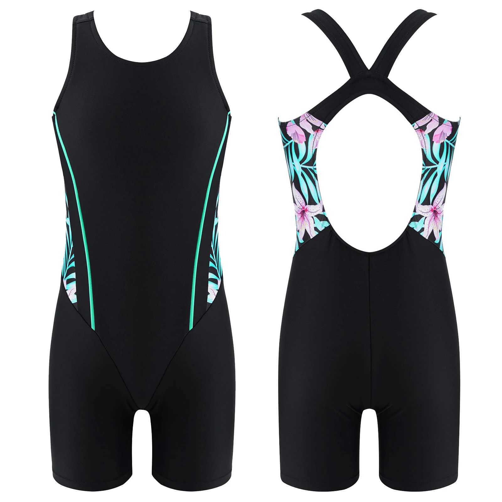 Kids Girls Legsuit Swimsuit Sleeveless One Piece Swimwear Sports Rashguard Shor Wetsuit Surfing Swimming Jumpsuit Bodysuit Z250214