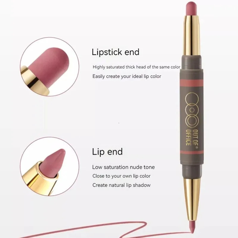 OUT OF OFFICE OOO Double-end lipliner matte lipstick lip plumping lip pencil outlines Nude outofoffice Original Makeup Cosmetics 250214