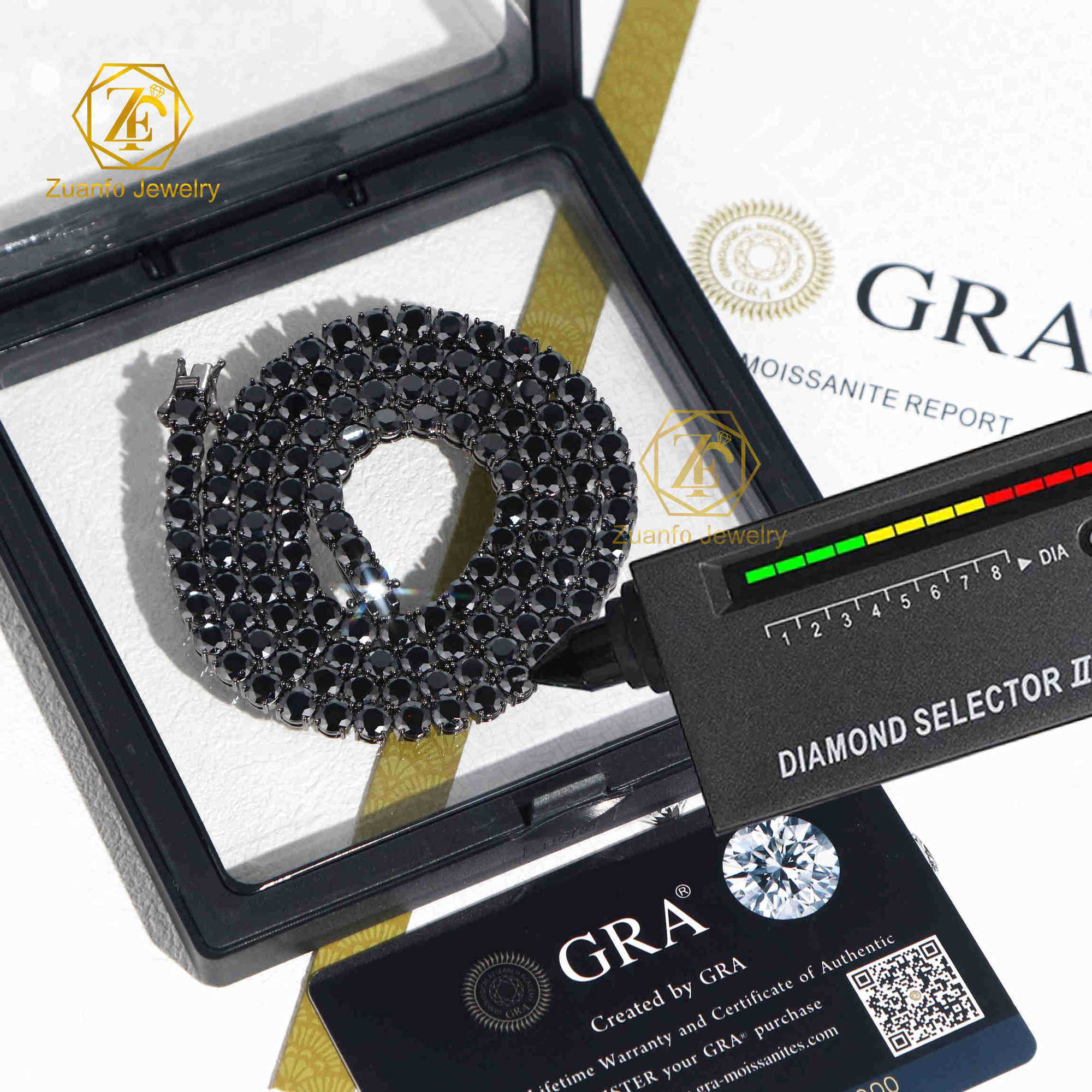 Catena Di Tennis Di Moissanite Nera S925 Sterling In Argento Moissanite Tennis …