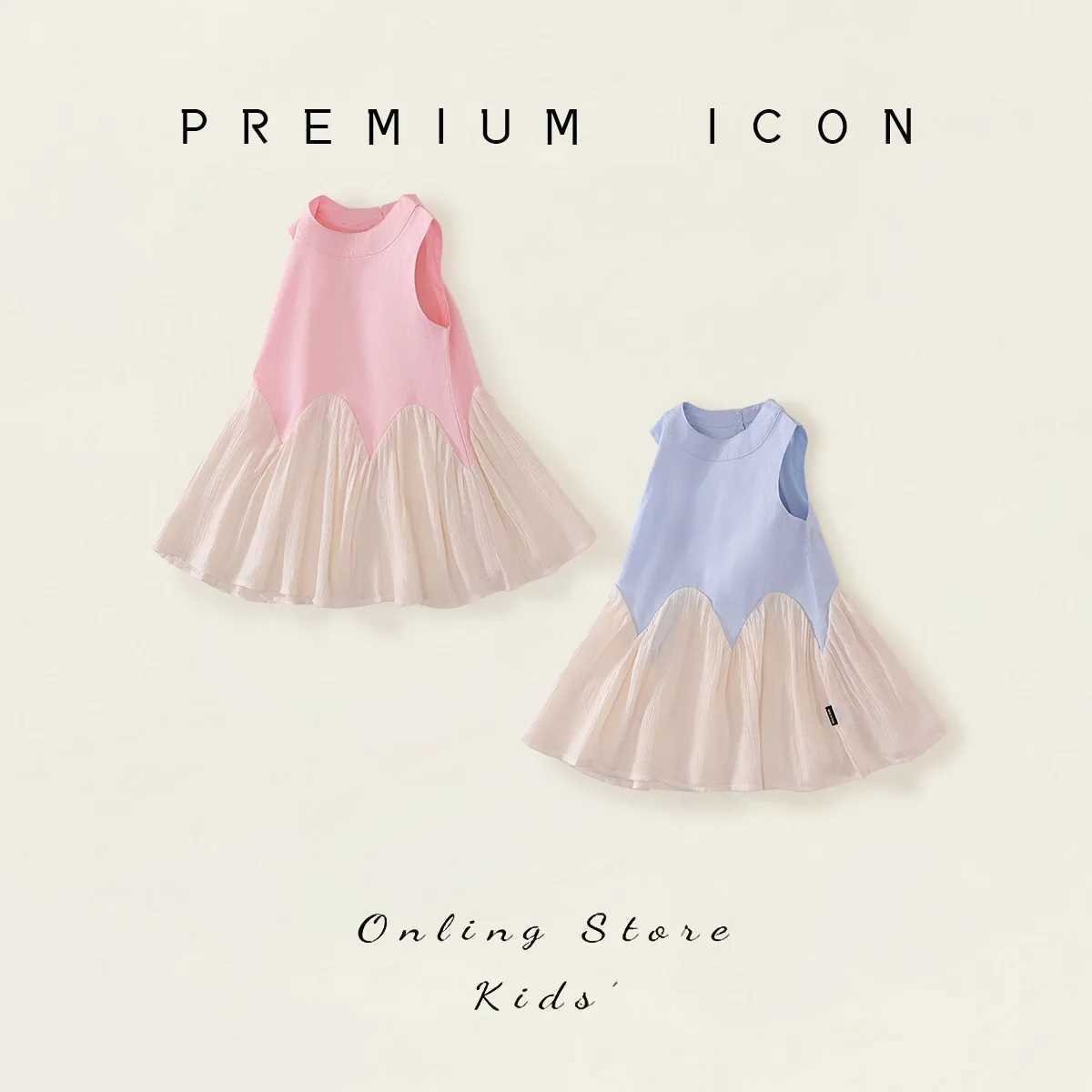 2025 Spring Summer Children Girls Sleeveless Dress Spliced Cotton Kid Girls Frock Candy Color Sweet Toddler Girls Princess Dress Z250214