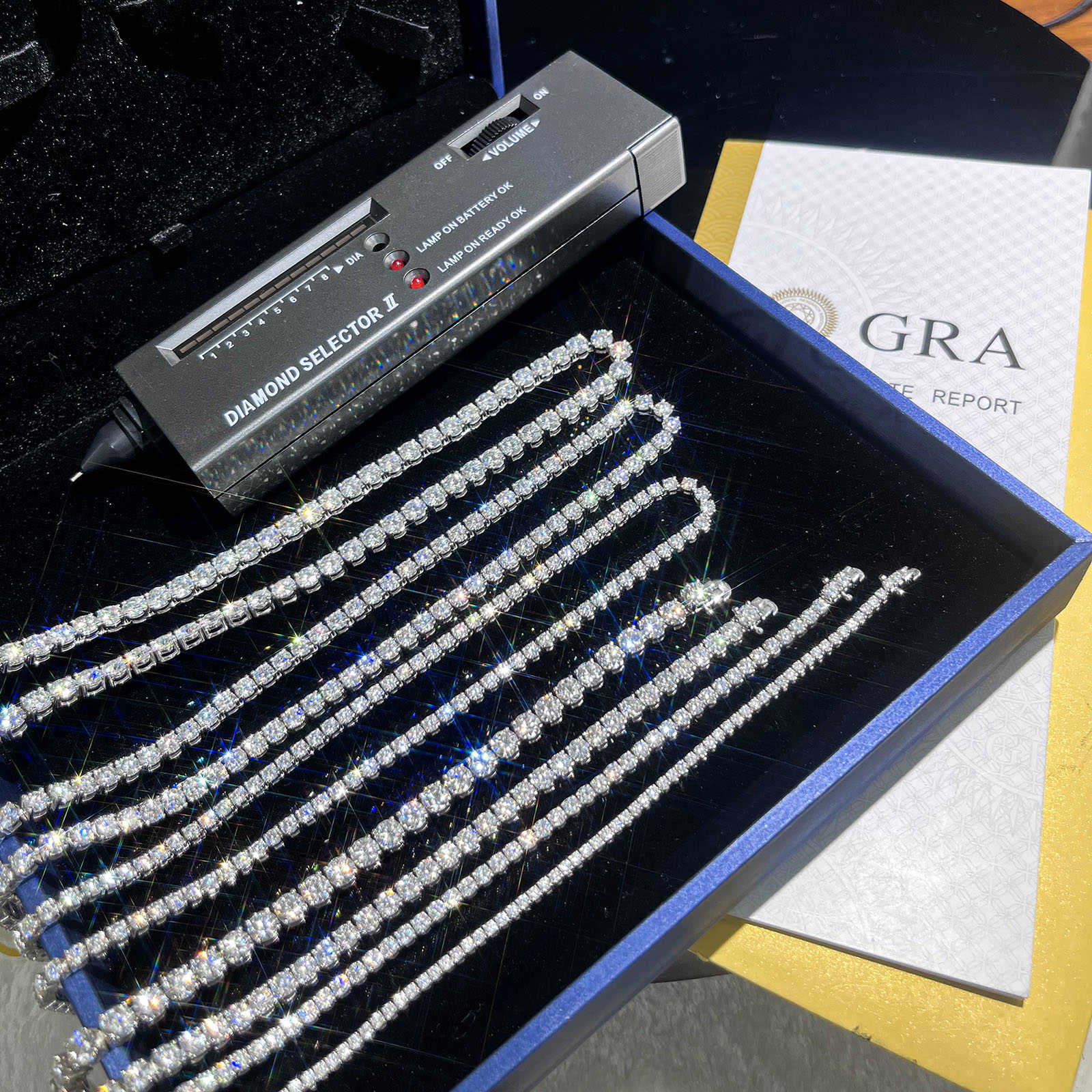 Provence gem 925 sterling silver 3mm 18 real moissanite diamond tennis necklace and bracelet set for mens and womens