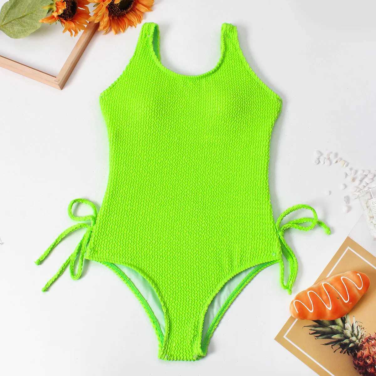 Neon Girls Teens One Piece Swimsuit 7-12 Years Summer Kids Swimwear Children Beachwear Sports Bathing Swimming Suits Monokini Z250214