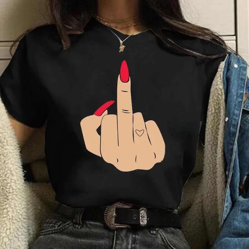 Cartoon Plus Size T-Shirt Women Fashion New Graphic Finger Nail Cute Printed Top Female Tee Shirt Ladies Clothes T-Shirts