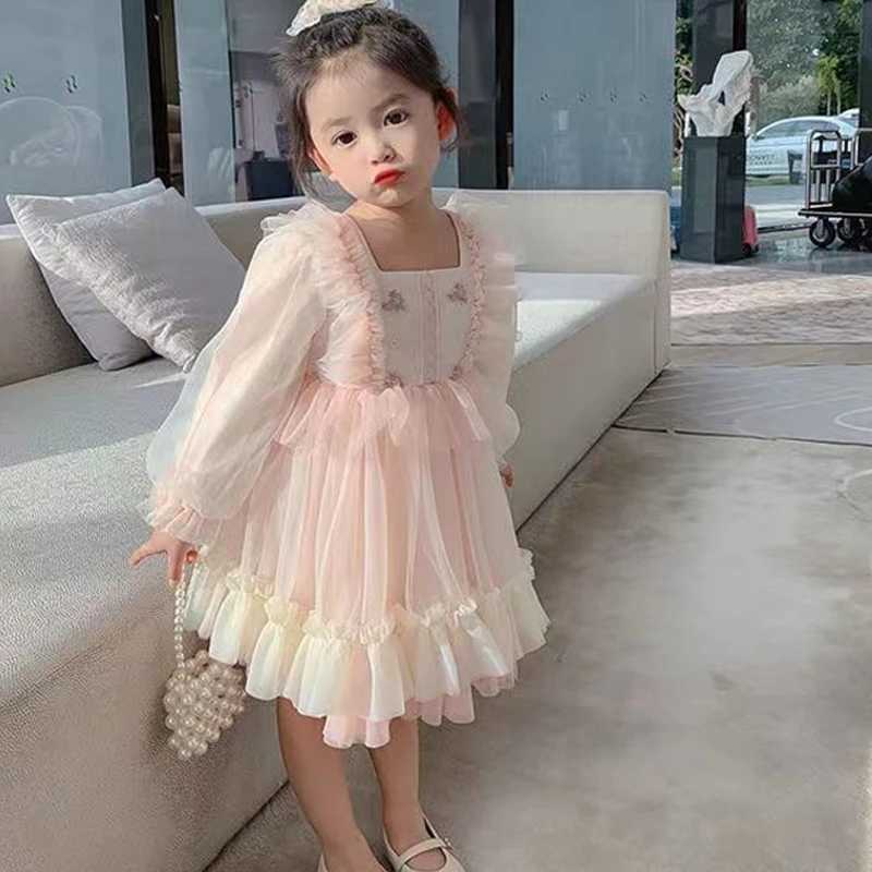 New Princess Dress Girls Dress Spring Autumn Kids Clothes Birthday Dress Par Long-sleeved for Children Cake skirt Flower 2-8Y Z250214