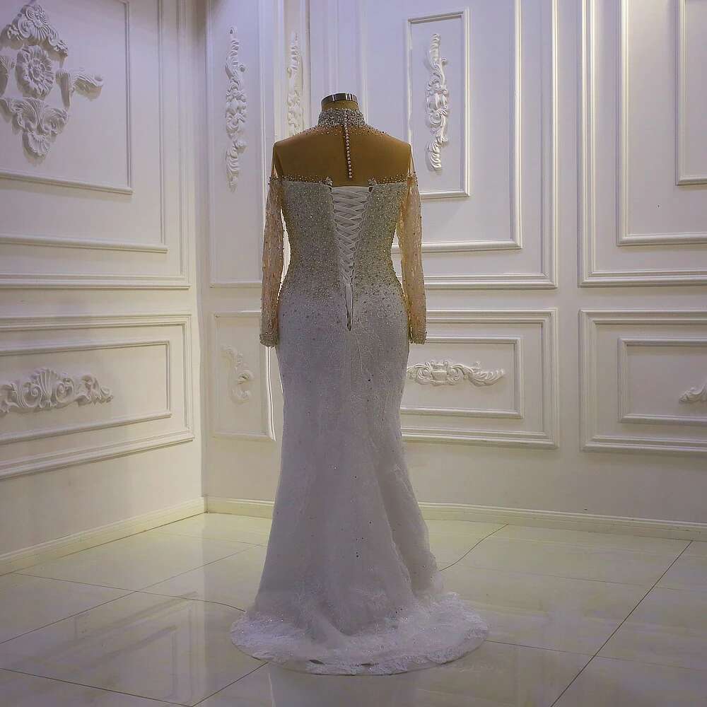 Custom High Neck Beading With Detachable Mermaid Wedding Dress