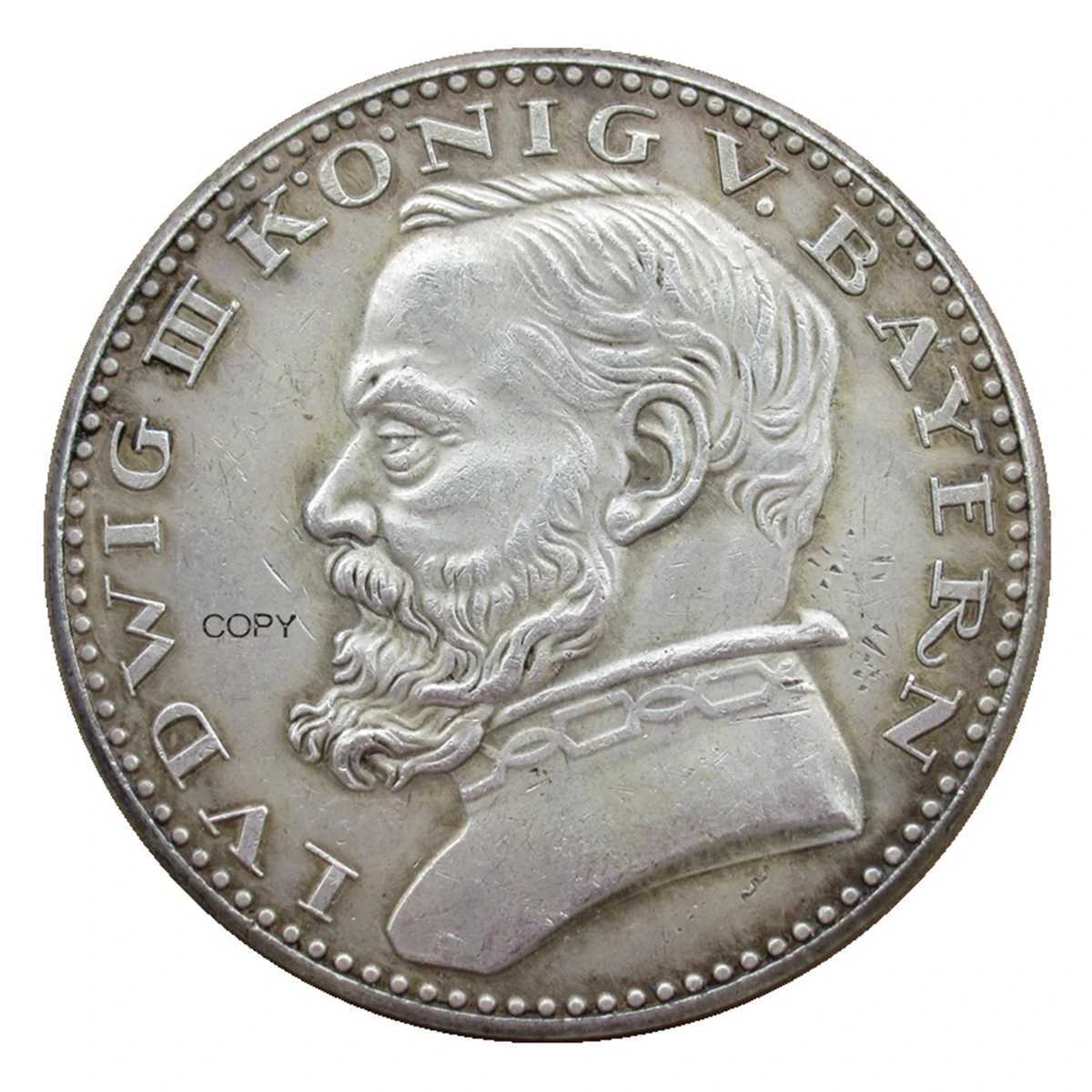 Reproduction Germany 5 Mark 1913 Silver Plated Decorative Commemorative Coin W250207