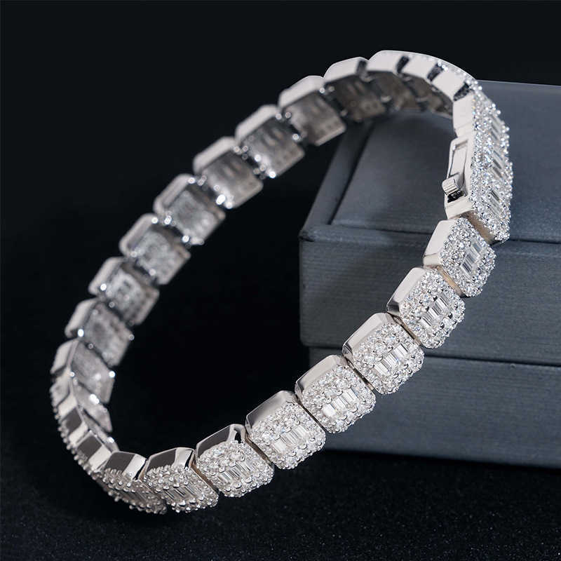 Diamond Hair New Hip Hop Bracelet 9mm Square 925 Silver with Moissanite Personalized Mens Trendy Brand Hip Hop Bracelet Accessory