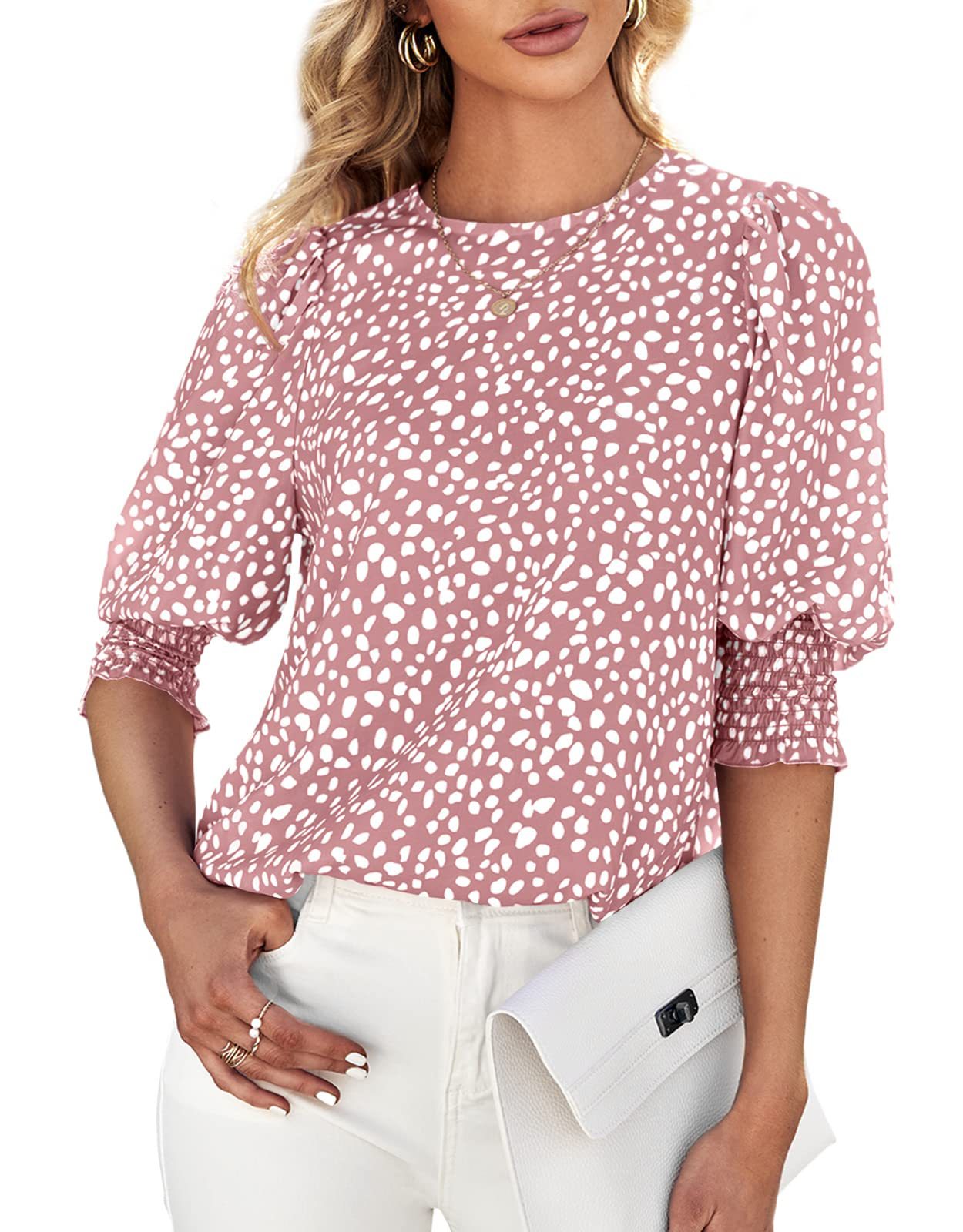 2025 Summer New Loose Printed Short Sleeve Top Round Neck Chiffon Shirt for Women