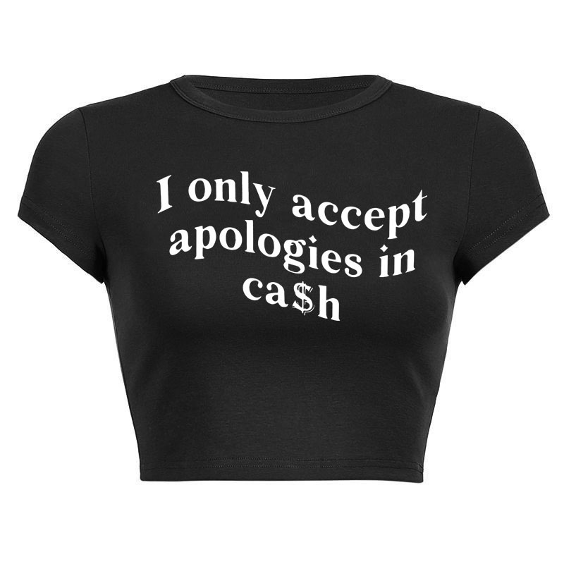 Designer New Printed Short Sleeved T-shirt With Slit And Slim Fit Round Neck Basic Casual Top