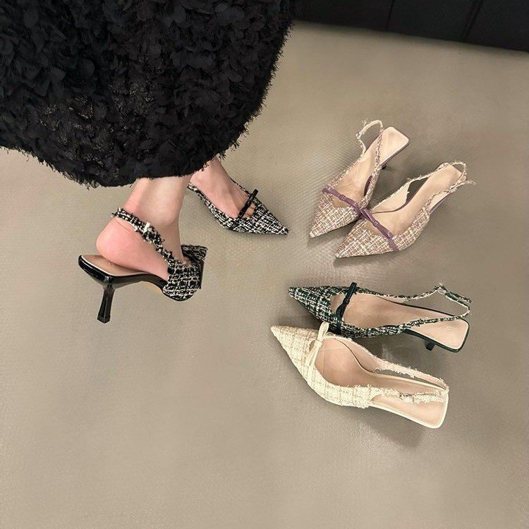 2025 hot new free shipping designer shoes for womens dress shoes green black purple beige Spring new slim heel high-heeled sandals