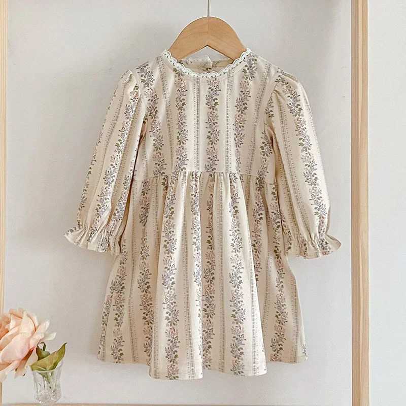 Spring Kids Baby Girls Long Sleeve Flower Printing Princess Dress Autumn New Baby Girls Sweet Dress Children Clothes Dress Z250214