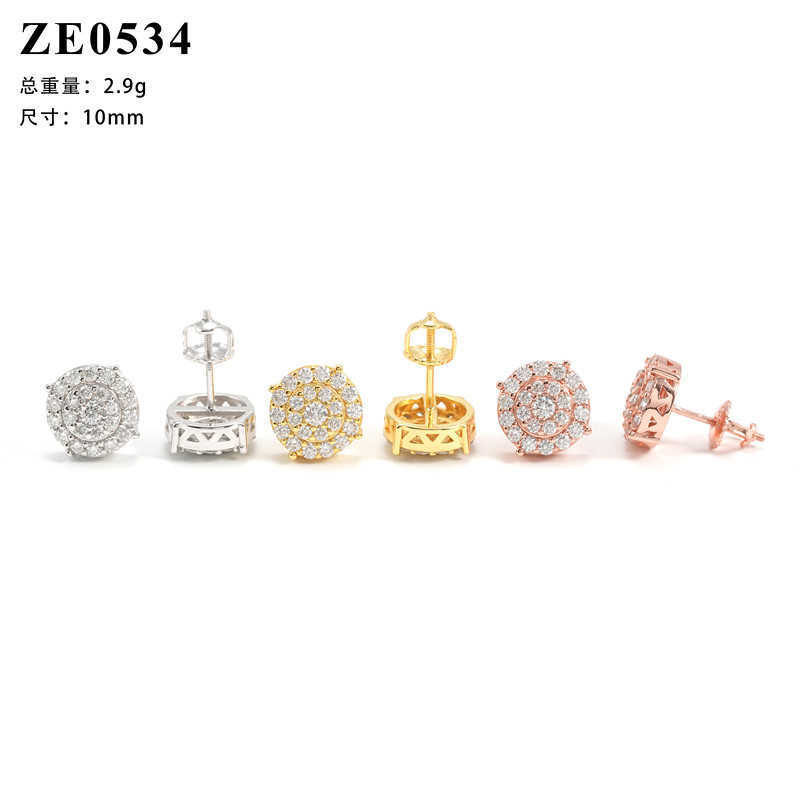 Diamond Hair 2025 New Mens and Womens Fashion Round Hip Hop Jewelry 925 Silver Earrings with Mosang Earrings