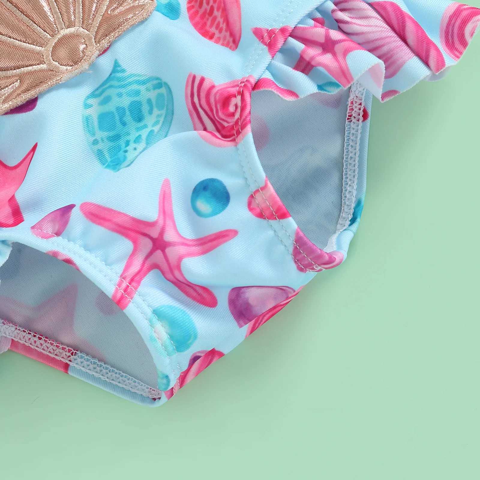 2022 Yiiciovy Baby Girls Summer Swimwear Sweet Girls Bathing Suit Beachwear Sleeveless Swimsuit with Shell Swimsuits Z250214