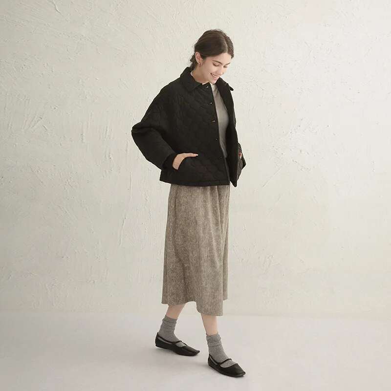 100% Cotton Quilted Coat Long Sleeved Autumn Outdoor Overcoat Vintage Winter Jackets For Women 2023 Manteaux Femme