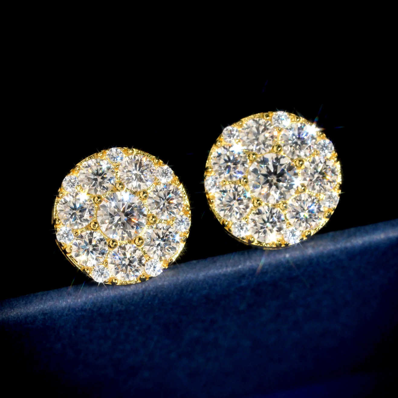 925 silver hot selling jewelry round full diamond earrings 4.0mm moissanite mens and womens hip-hop trendy earrings