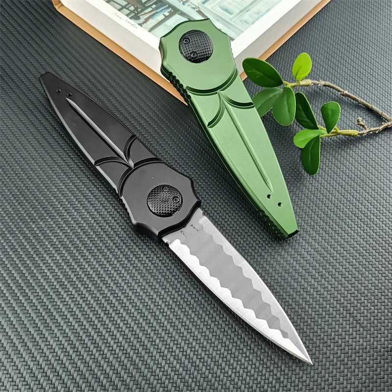 Green/Black Outdoor Assisted Folding Knife D2 Steel Blade Aluminum Hand Sharp EDC Tool Knives for Cam Hiking W250214