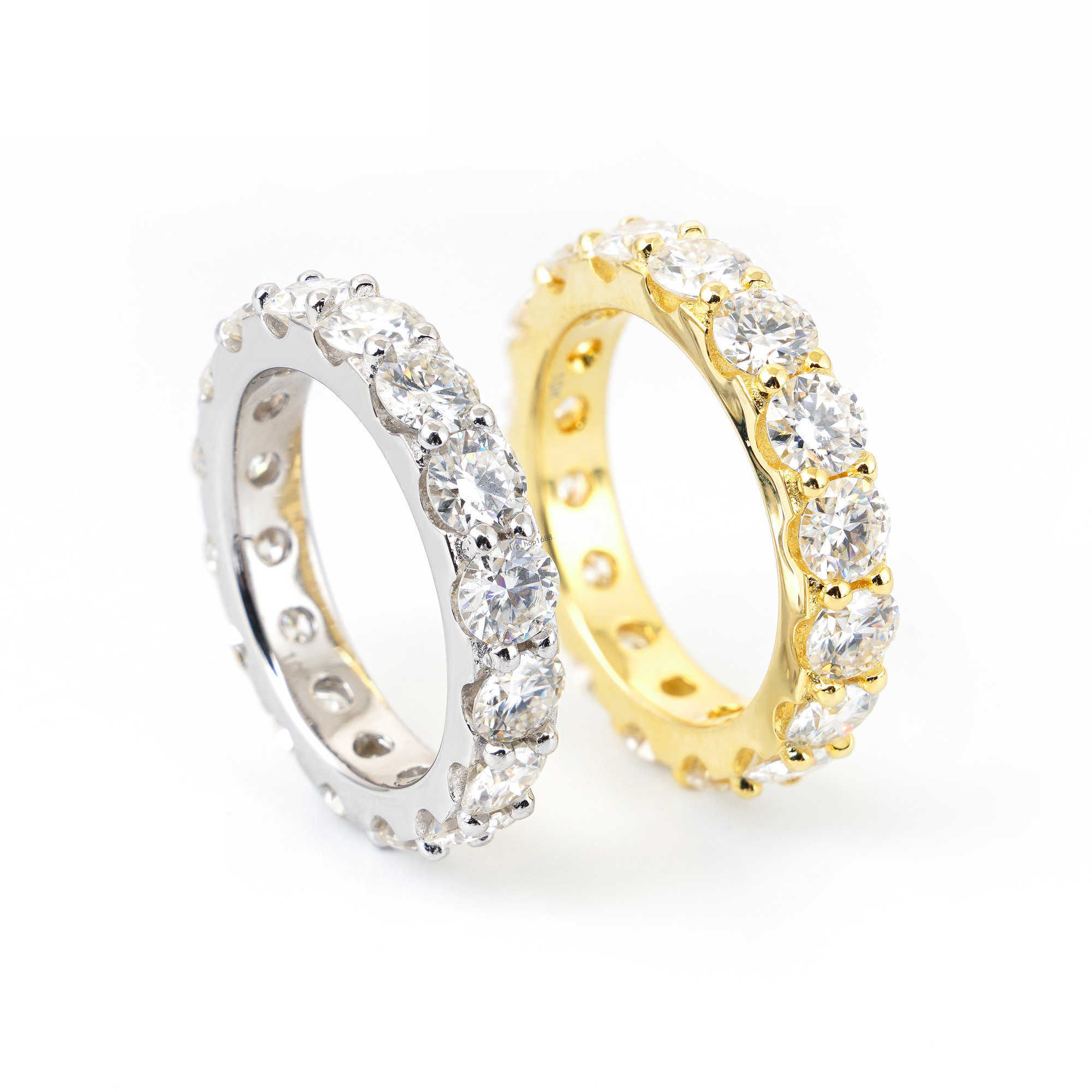 Fine Jewelry Rings 925 Silver Iced Out Hip Hop 14K Gold Plated 2MM 3MM 4MM Lab Grown Diamond VVS Moissanite Engagement Band Ring