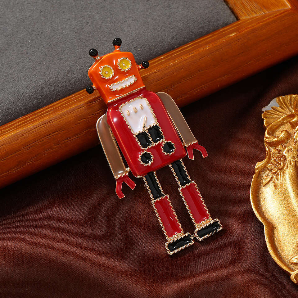 Personalized robot brooch for men's nostalgic outerwear, formal attire, brooch, student bag, buckle accessories