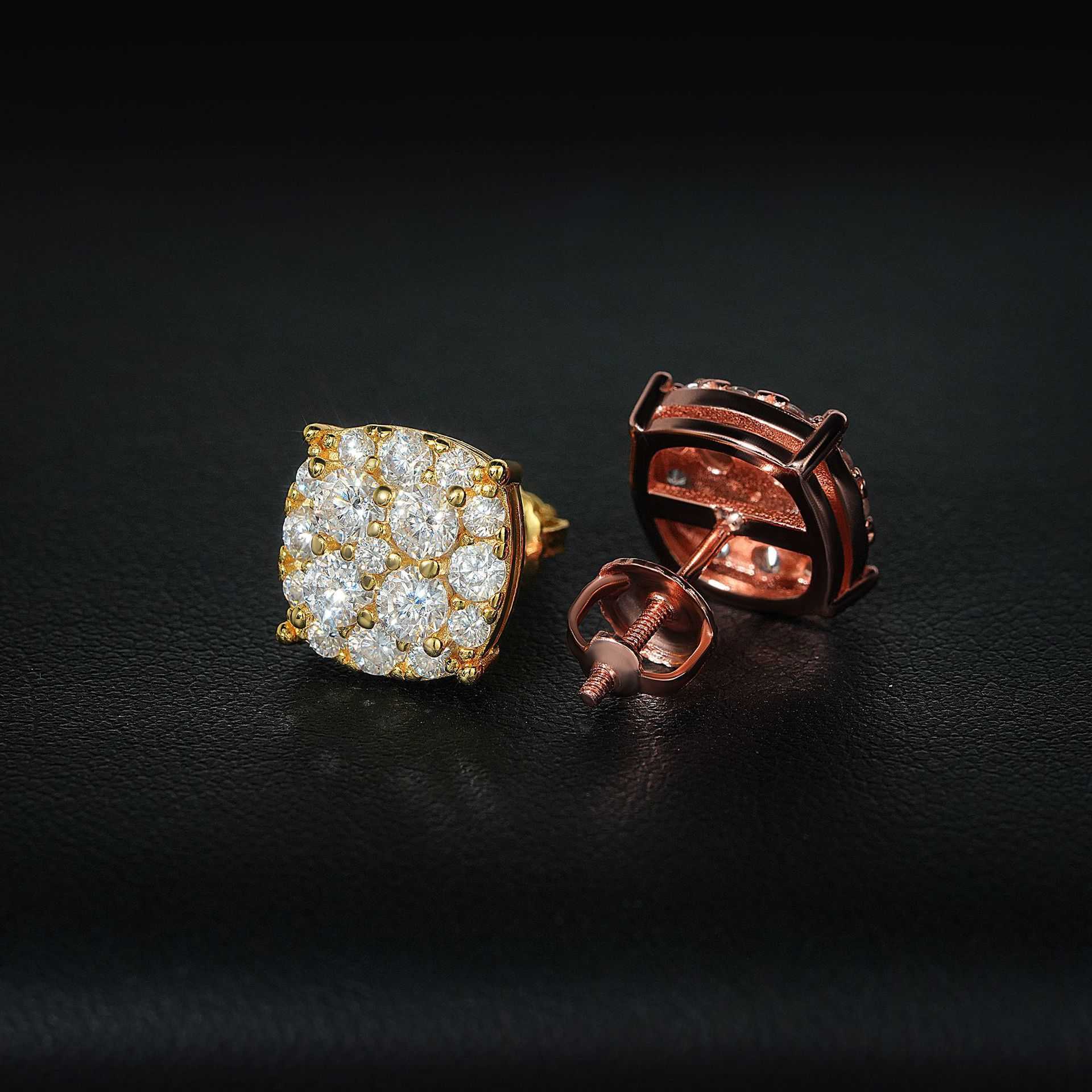 Diamond hair new round earrings S925 silver D-color moissanite mens and womens fashionable earrings GRA