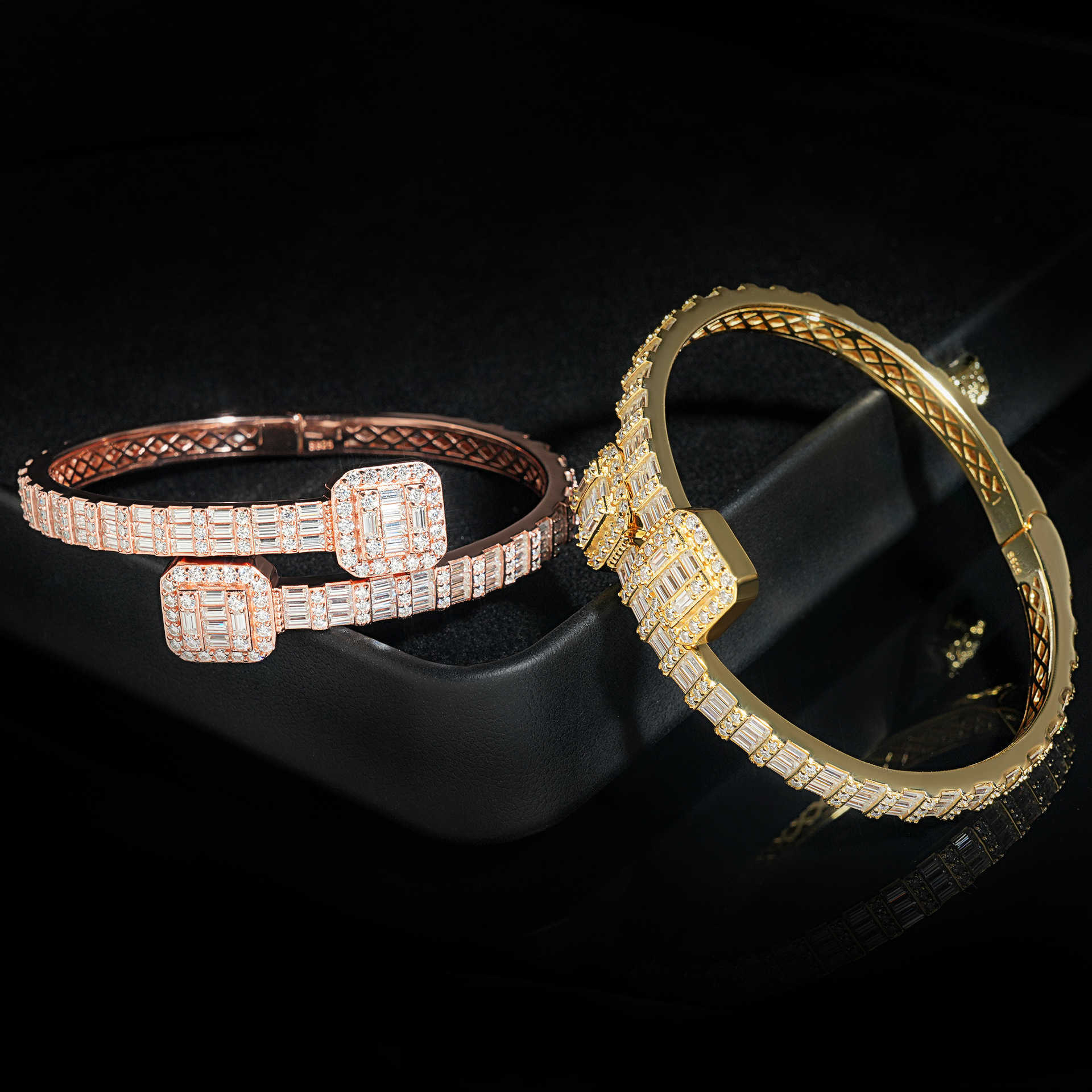 New S925 silver full inlaid moissanite personalized mens and womens trendy bracelet strength