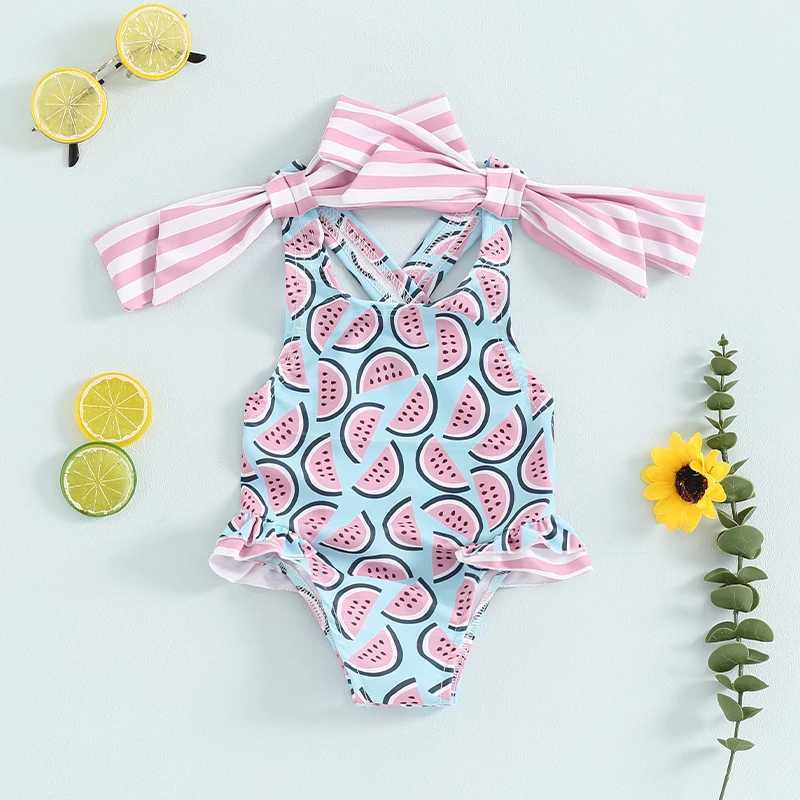 2-6T Toddler Kids Girls Swimsuit Floral/Stars Print Bowknot Beachwear Sleeveless Ruffles Summer Beach Bathing Suit Z250214