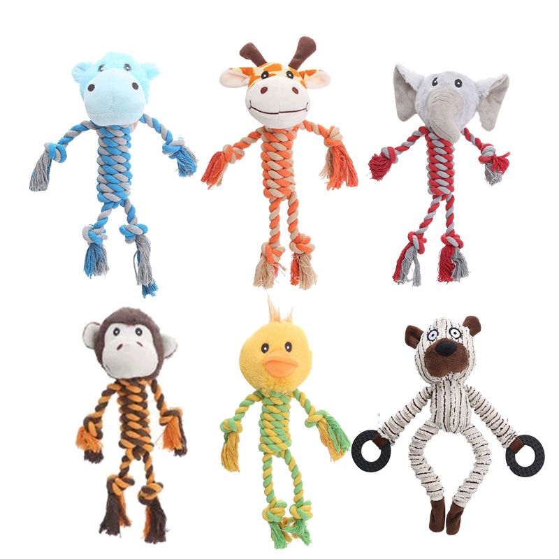 Fun Dog Toy Monkey Shape Corduroy Chew Toy For Dogs Puppy Squeaker Squeaky Plush Dog Toy Pet Training Pet Accessories Elephant