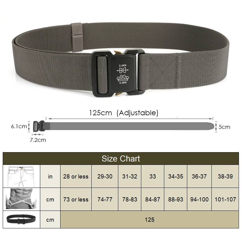VATLTY 5cm / 2in Elastic Belt for Men Aluminum Buckle Lightweight Wide Belt Military Tactical Belt Grey Casual Girdle Male 250213