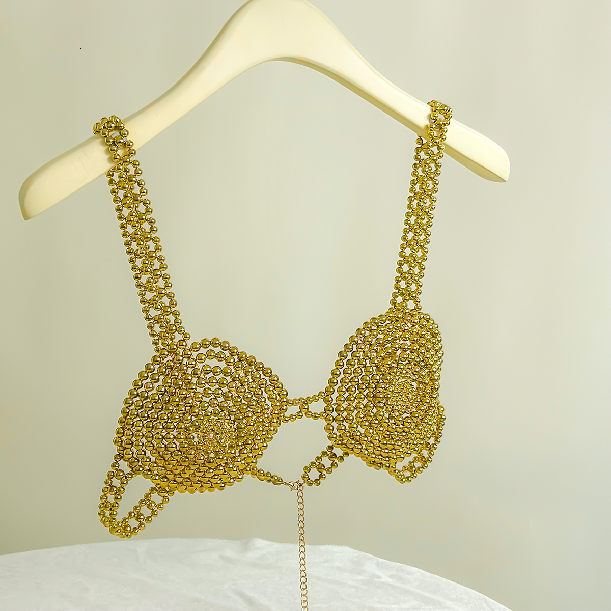 Woman Jewelry imitation pearl handmade nightclub style body fashion bikini chest chain clothing