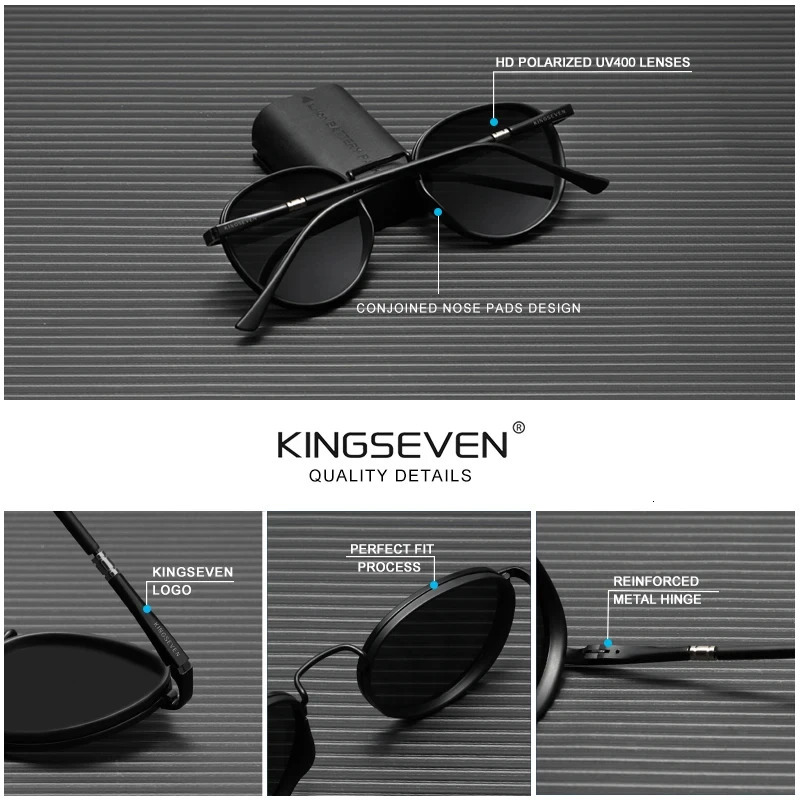 KINGSEVEN Round Frame Sunglasses For Men Polarized UV400 Vintage Women Eyewear Protect High Quality Glasses 250213