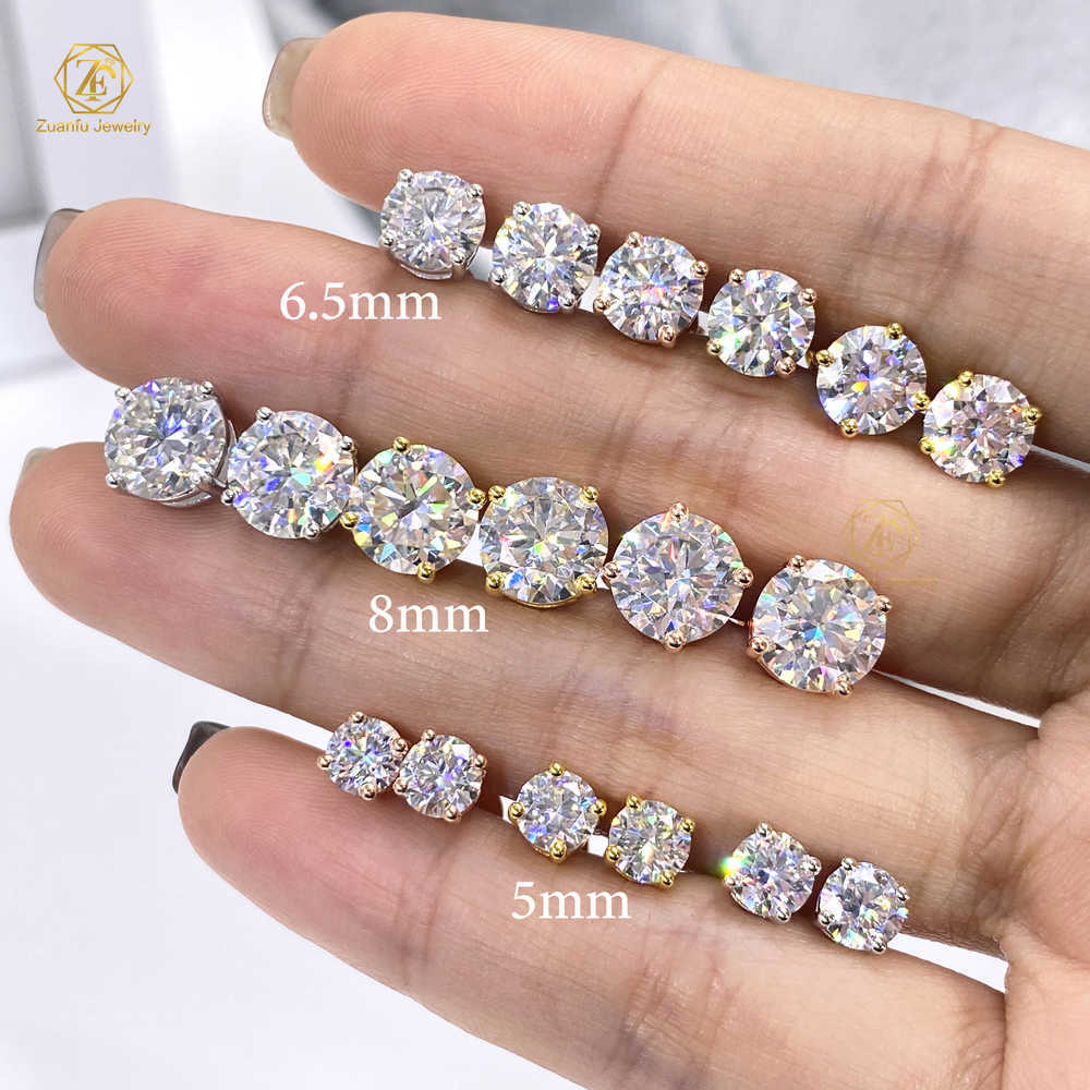 2025 New Trendy D VVS Moissanite Diamond 925 Sterling Silver Cut Stud Earrings Fine Christmas Gift Sizes 5mm 6.5mm 8mm