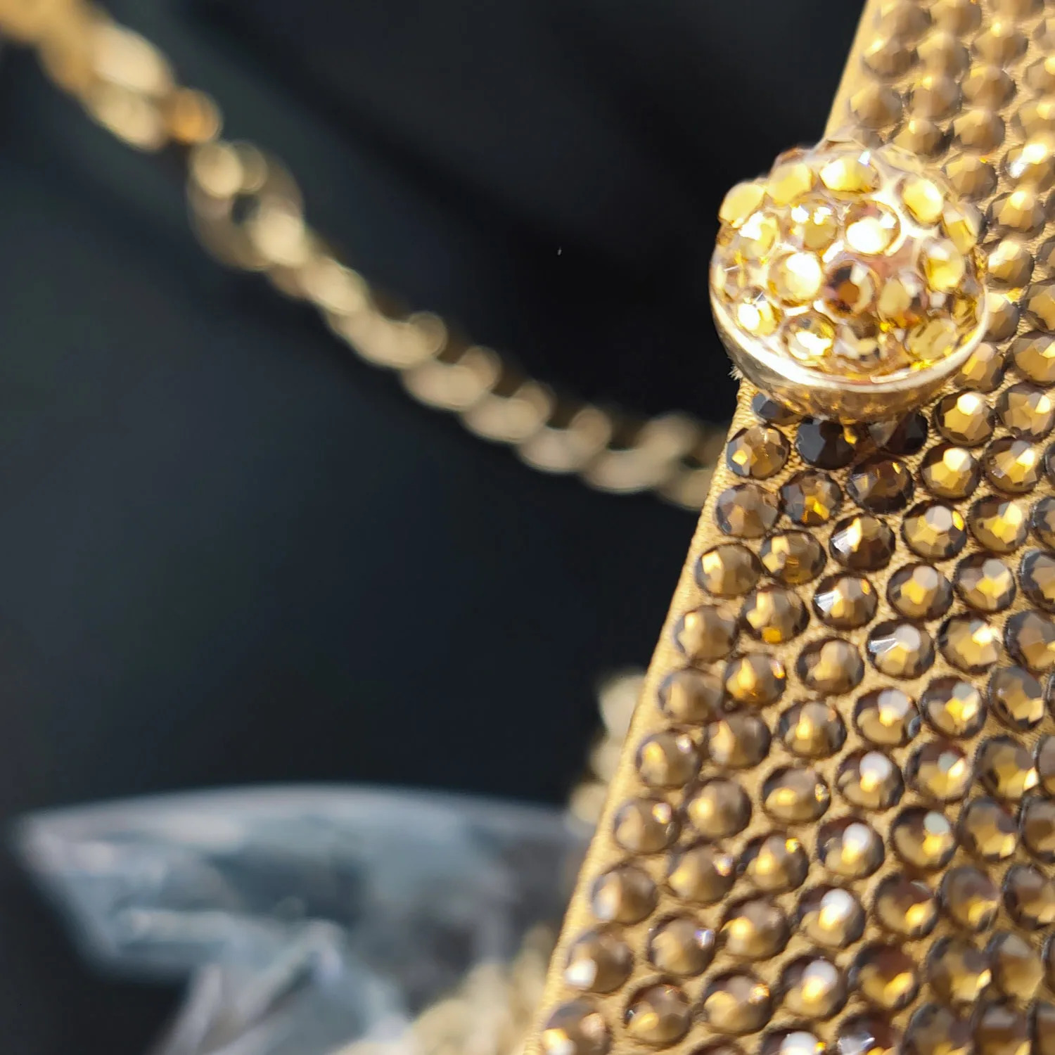 FGG Womens Brown Crystal Evening Bag Formal Party Dinner Diamond Handbag and Wallet Bridal Clutch 250213