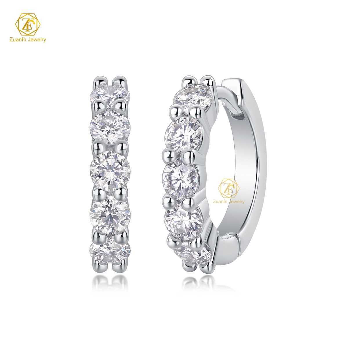 Wholesale 925 Sterling Silver Hoop Earrings Fine Jewelry with 0.1Ct Lab Grown Moissanite Gold Plated for Weddings and Gifts