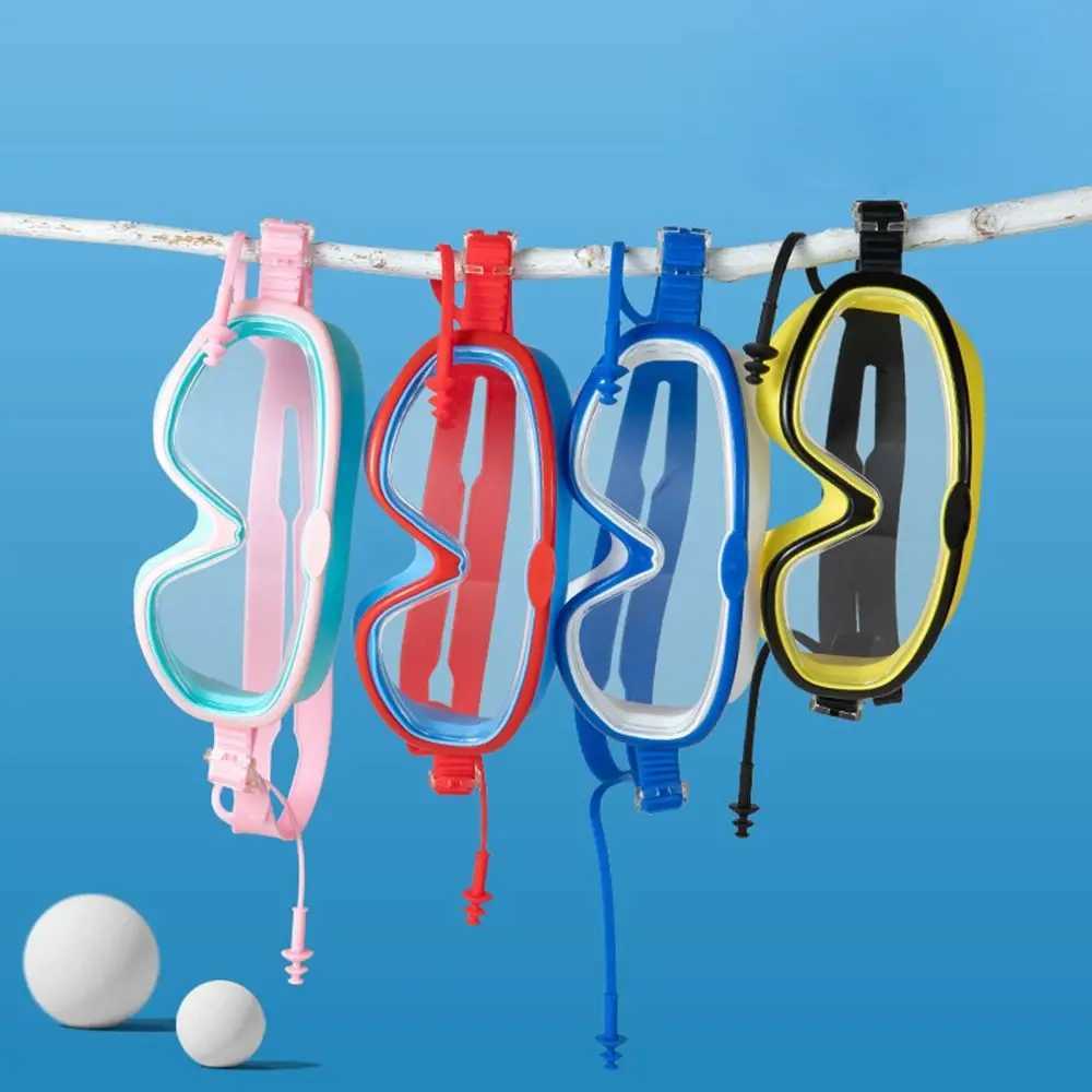 Big Frame Swim Goggles Anti-Fog Wide View Scuba Diving Goggles Candy Color Swimming Glasses with Earplugs for Adult Youth Z250215