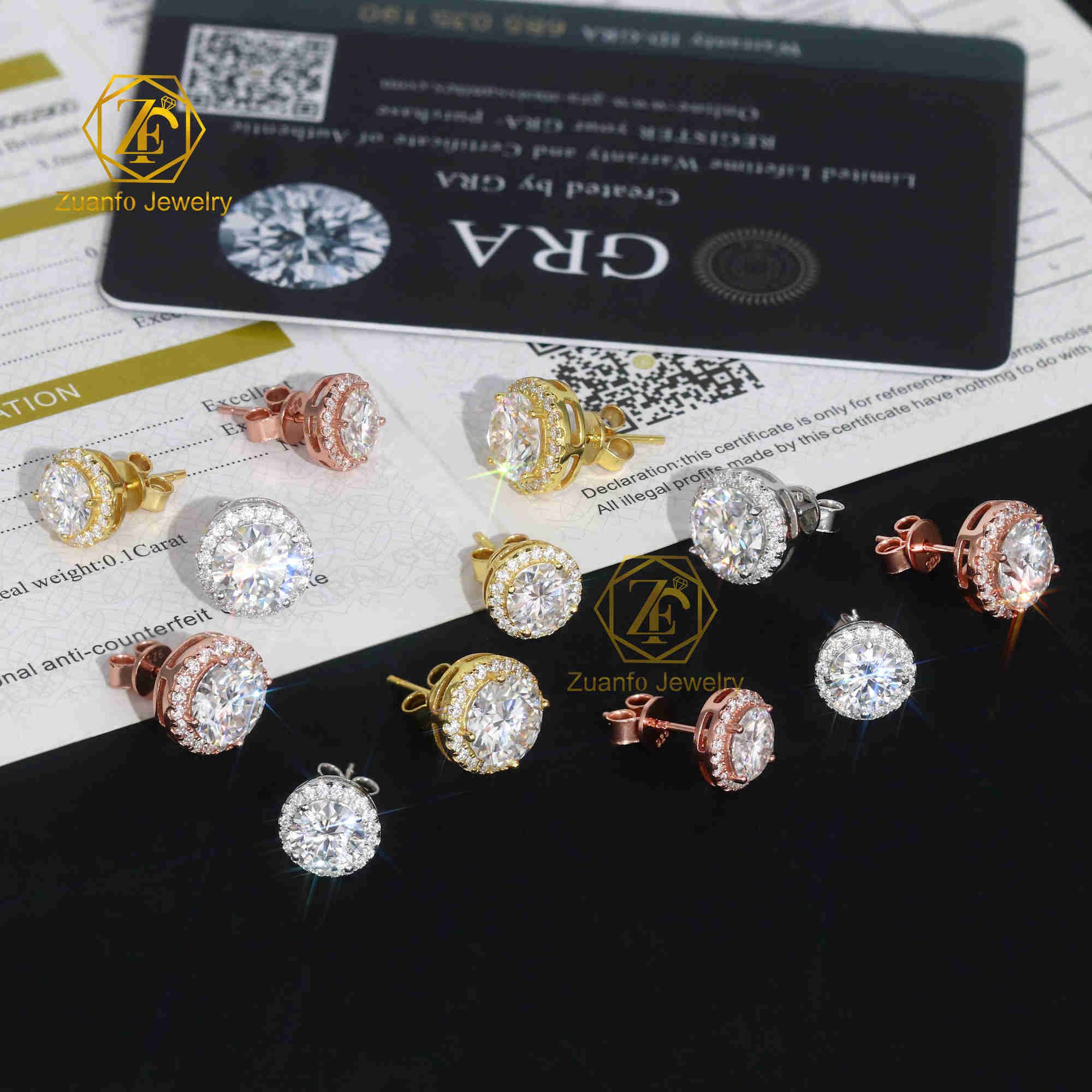 18k Gold Plated Trendy 925 Silver Moissanite Stud Earrings 1ct 2ct Lab Created Diamond Round Cut Women Earrings Wedding Gift