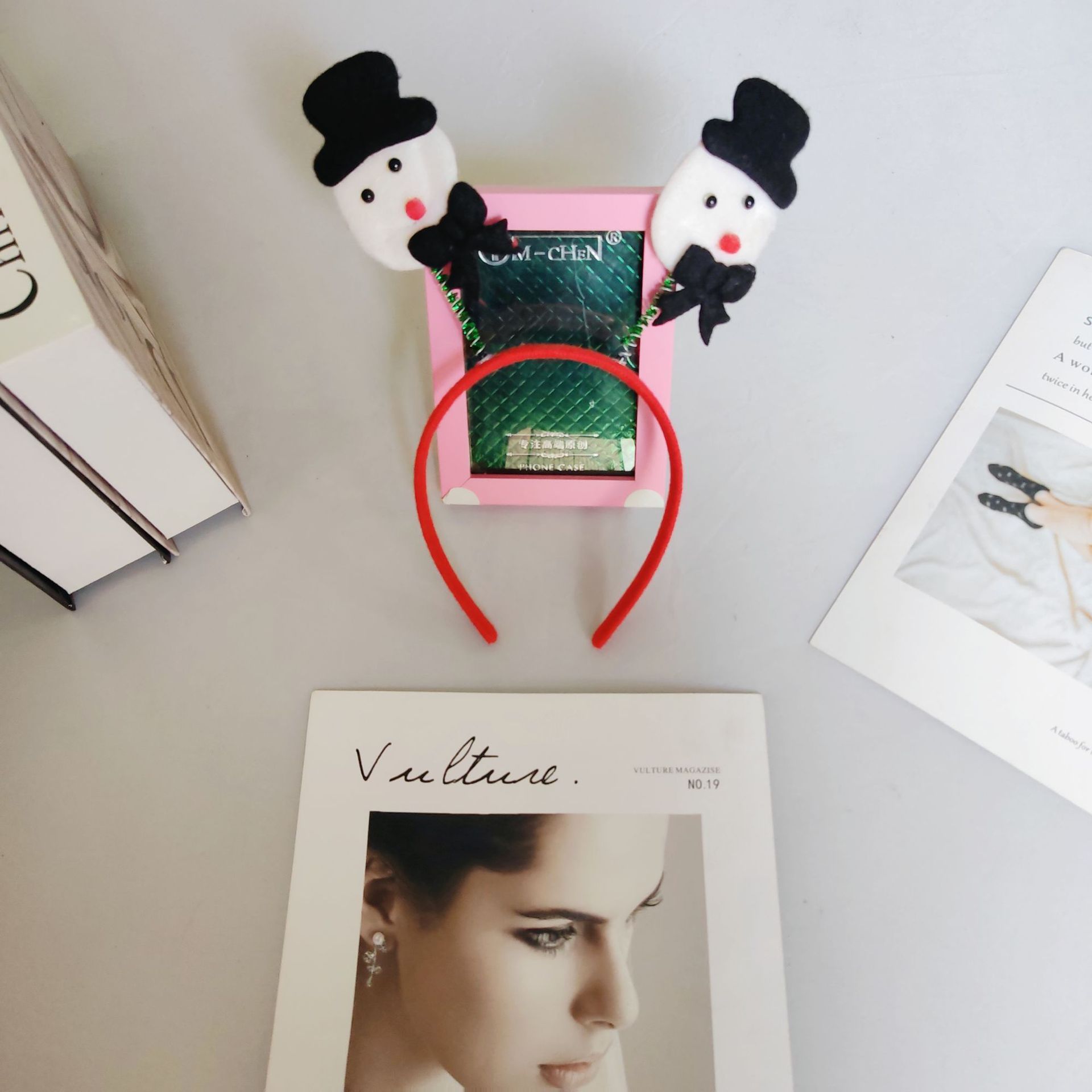 Celebrate Festively with Novelty Christmas Elf Hair Band Featuring Frosty Snowmen and Cheerful Deer