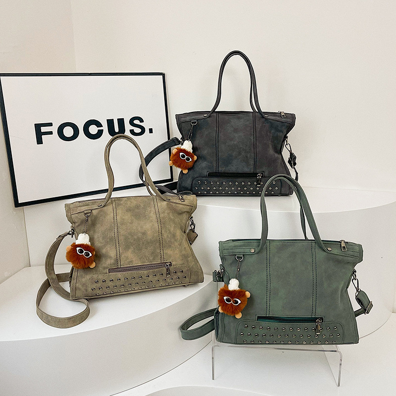 PU Tote New Willow Nail Decorative Women's Handheld Single Shoulder Big Bag