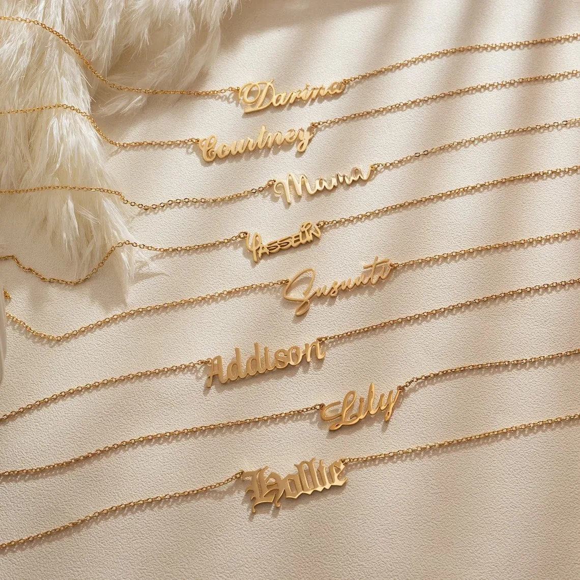 Custom Name Necklace Personalised 18 K Gold Plated Pendant Necklaces For Women Y2K Gift Cross Butterfly Stainless Steel Jewelry 250214