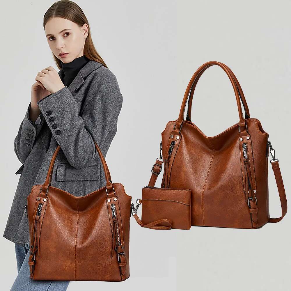 Women Tote Bag Large Capacity Handbag Mini Purse Set PU Leather Fashion Hobo Bags with Adjustable Shoulder Strap