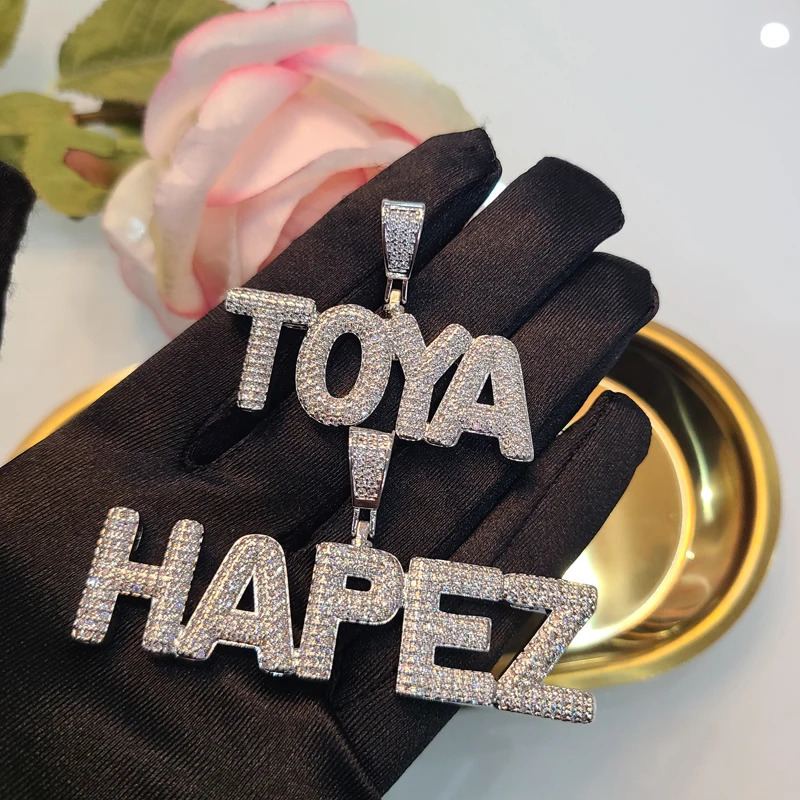 Customized Name Necklace Personalized Word Pendant Bubble Hip Hop Jewelry Direct Factory 250210