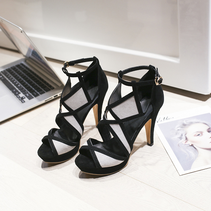 Women NEW hot Sandals hot High Heel Special Design Fashion Versatile Plus Size Triple Black Grey Free shipping