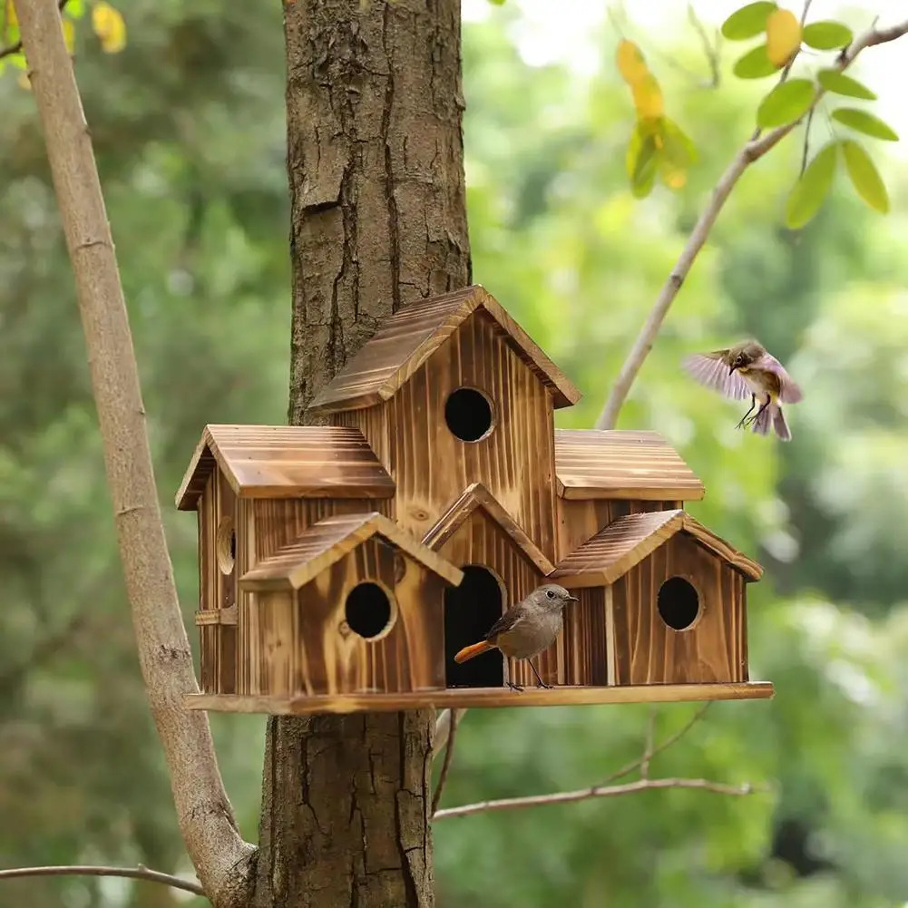 Outside Wooden Bird Nest Natural Decor Bird Hut Hummingbird House for Home Craft Wild Bird Nest Clearance Garden Birdhouse Decor 250206