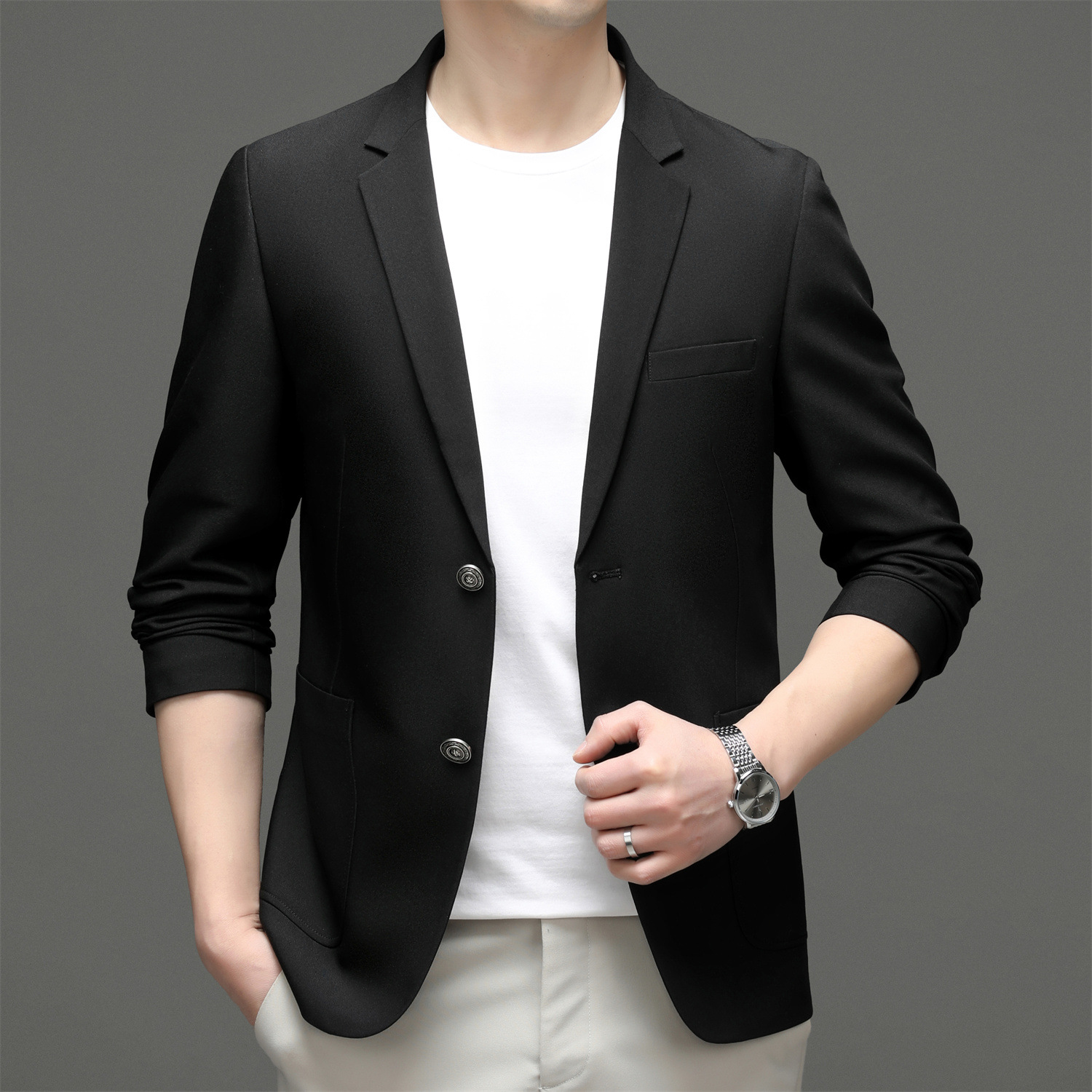 H2122Stylish Woolen Business Casual Shortsuit for Fall and Winter Seasons
