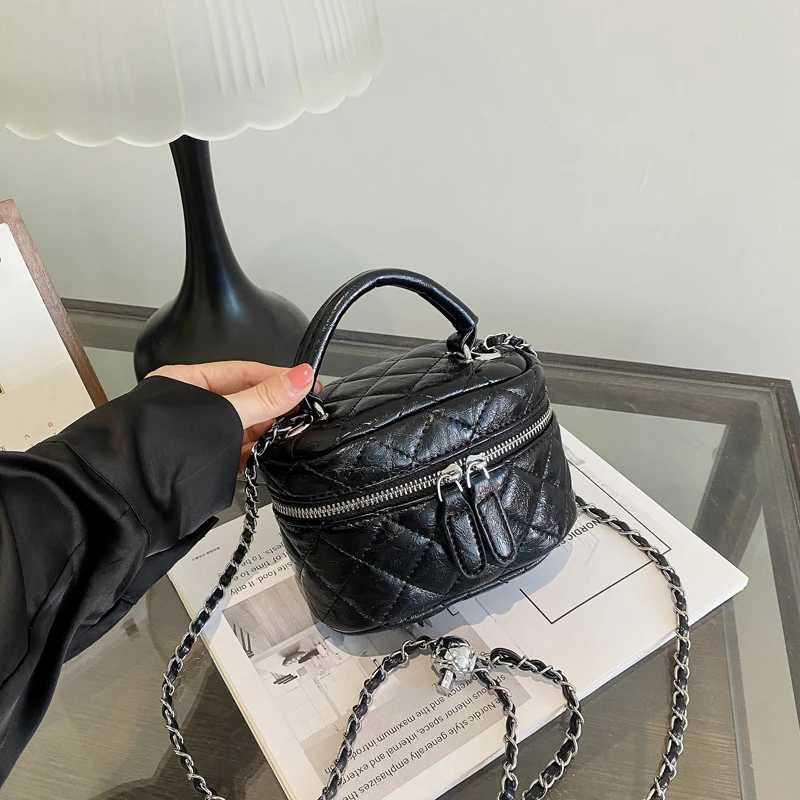 Ladies PU Leather Fi Box Makeup Bag Chain Handbag Shoe Bag Bolsos de Mujer Designer Luxury Bag Sac de Luxe Women Y250214